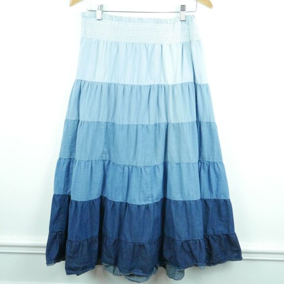 Vintage Small Skirt Y2K Tiered Ombre Midi Western Boho Festival Cottagecore Full - Picture 5 of 7
